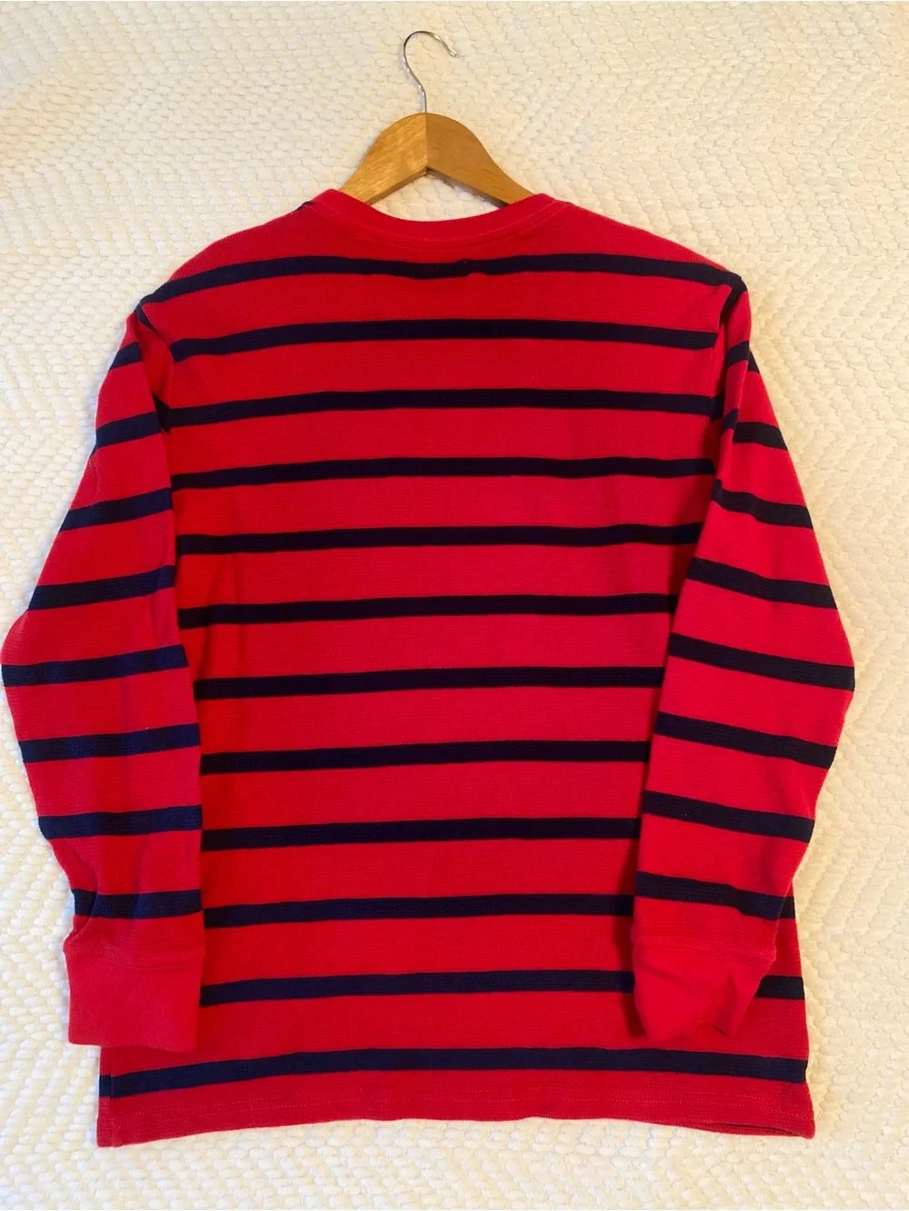 Polo Ralph Lauren Boys XL 18-20 Red Navy Striped Long Sleeve Shirt